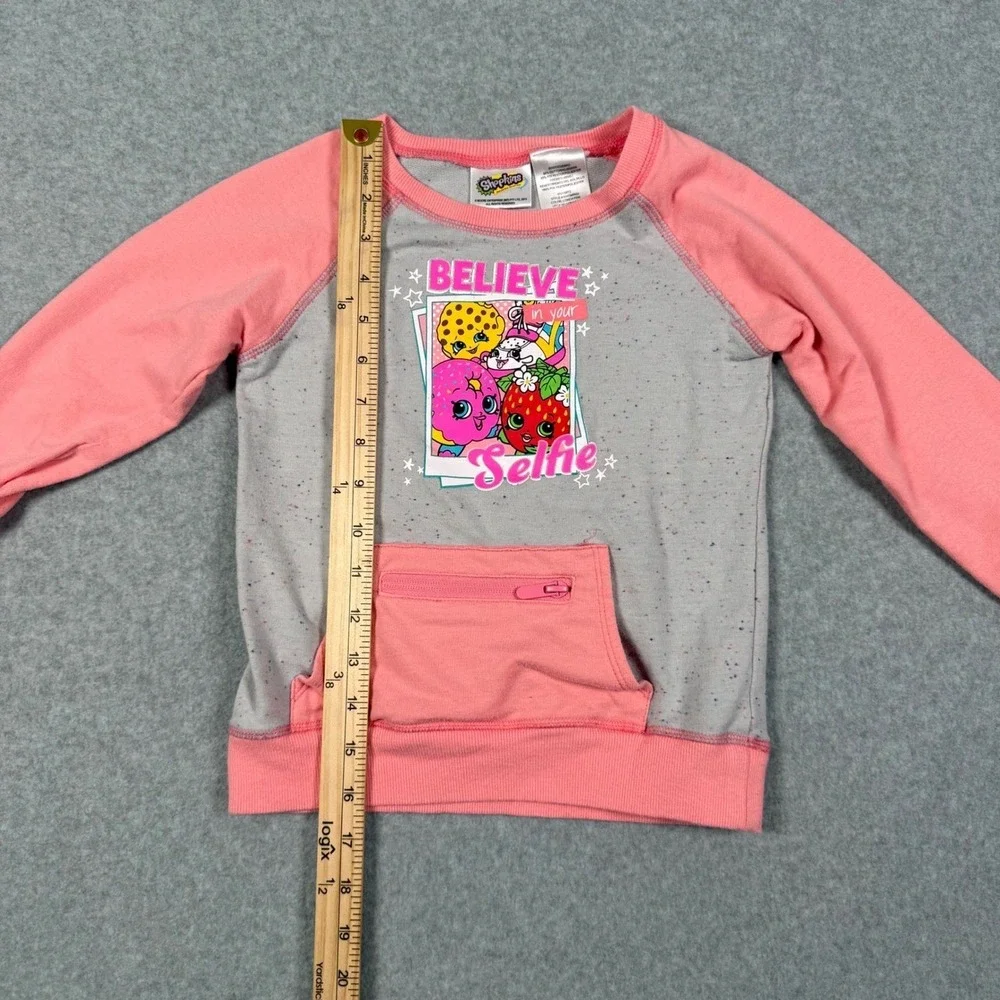 Shopkins Girls Believe In Your Selfie Sweatshirt Pink Grey Size M 7/8 614794PKM